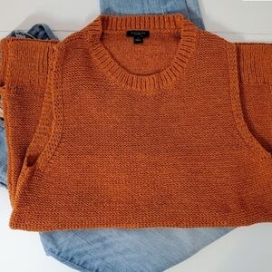 Ann Taylor Factory Burnt Orange Knit Sweater Vest